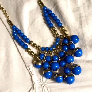 Blue and gold bib bubble necklace